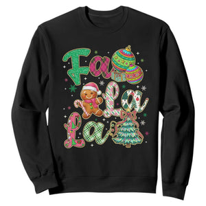Funny Falala Christmas Song Faux Glitter Gingerbread Sweatshirt TS11 Black Print Your Wear