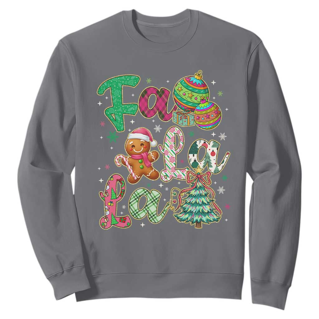 Funny Falala Christmas Song Faux Glitter Gingerbread Sweatshirt TS11 Charcoal Print Your Wear