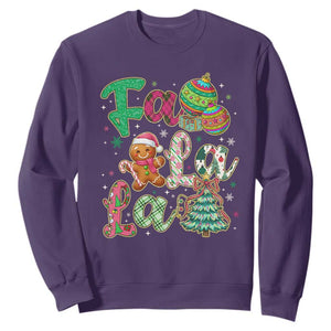 Funny Falala Christmas Song Faux Glitter Gingerbread Sweatshirt TS11 Purple Print Your Wear