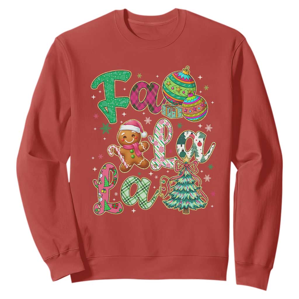Funny Falala Christmas Song Faux Glitter Gingerbread Sweatshirt TS11 Red Print Your Wear