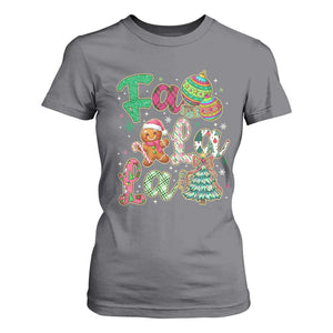 Funny Falala Christmas Song Faux Glitter Gingerbread T Shirt For Women TS11 Charcoal Print Your Wear