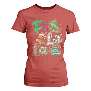 Funny Falala Christmas Song Faux Glitter Gingerbread T Shirt For Women TS11 Red Print Your Wear