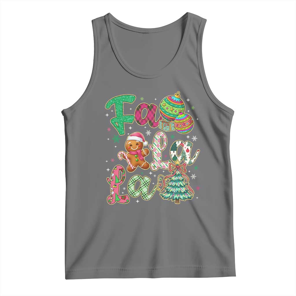 Funny Falala Christmas Song Faux Glitter Gingerbread Tank Top TS11 Black Heather Print Your Wear