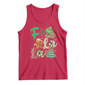 Funny Falala Christmas Song Faux Glitter Gingerbread Tank Top TS11 Red Print Your Wear