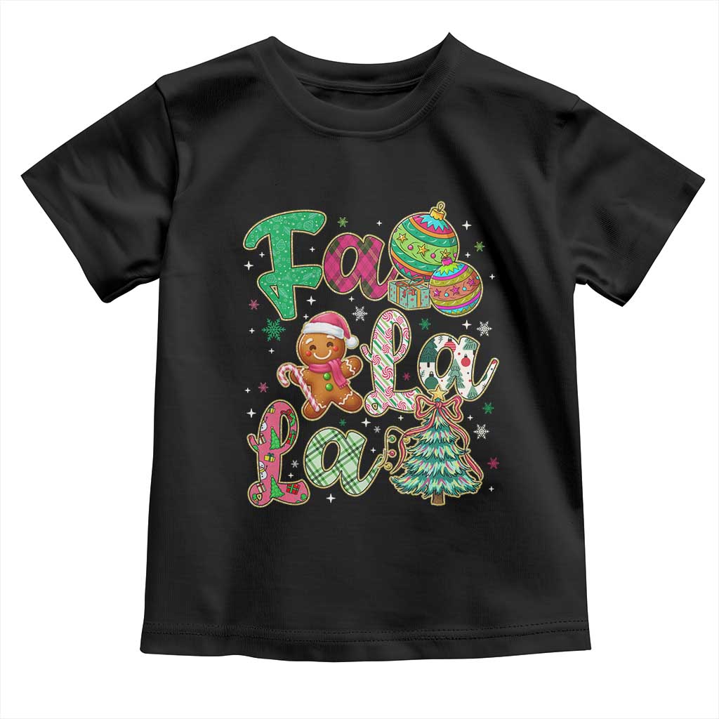 Funny Falala Christmas Song Faux Glitter Gingerbread Toddler T Shirt TS11 Black Print Your Wear