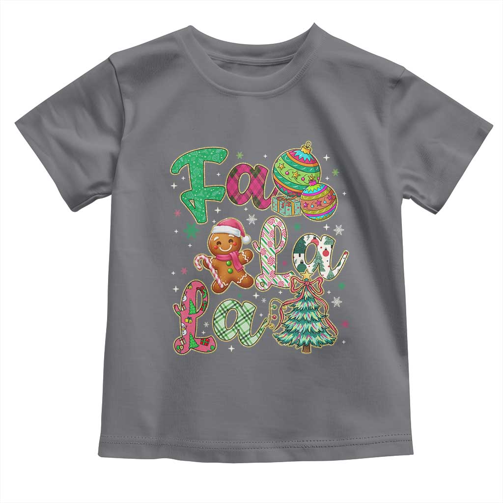 Funny Falala Christmas Song Faux Glitter Gingerbread Toddler T Shirt TS11 Charcoal Print Your Wear