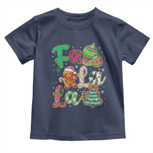 Funny Falala Christmas Song Faux Glitter Gingerbread Toddler T Shirt TS11 Navy Print Your Wear