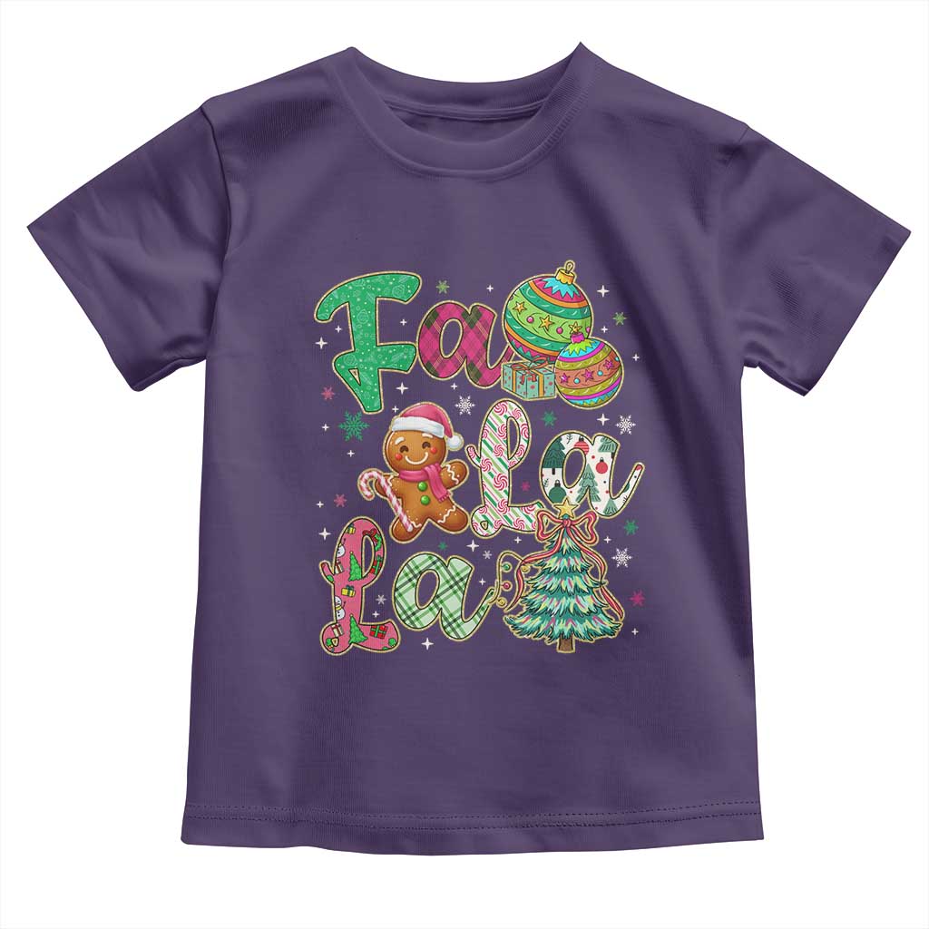 Funny Falala Christmas Song Faux Glitter Gingerbread Toddler T Shirt TS11 Purple Print Your Wear