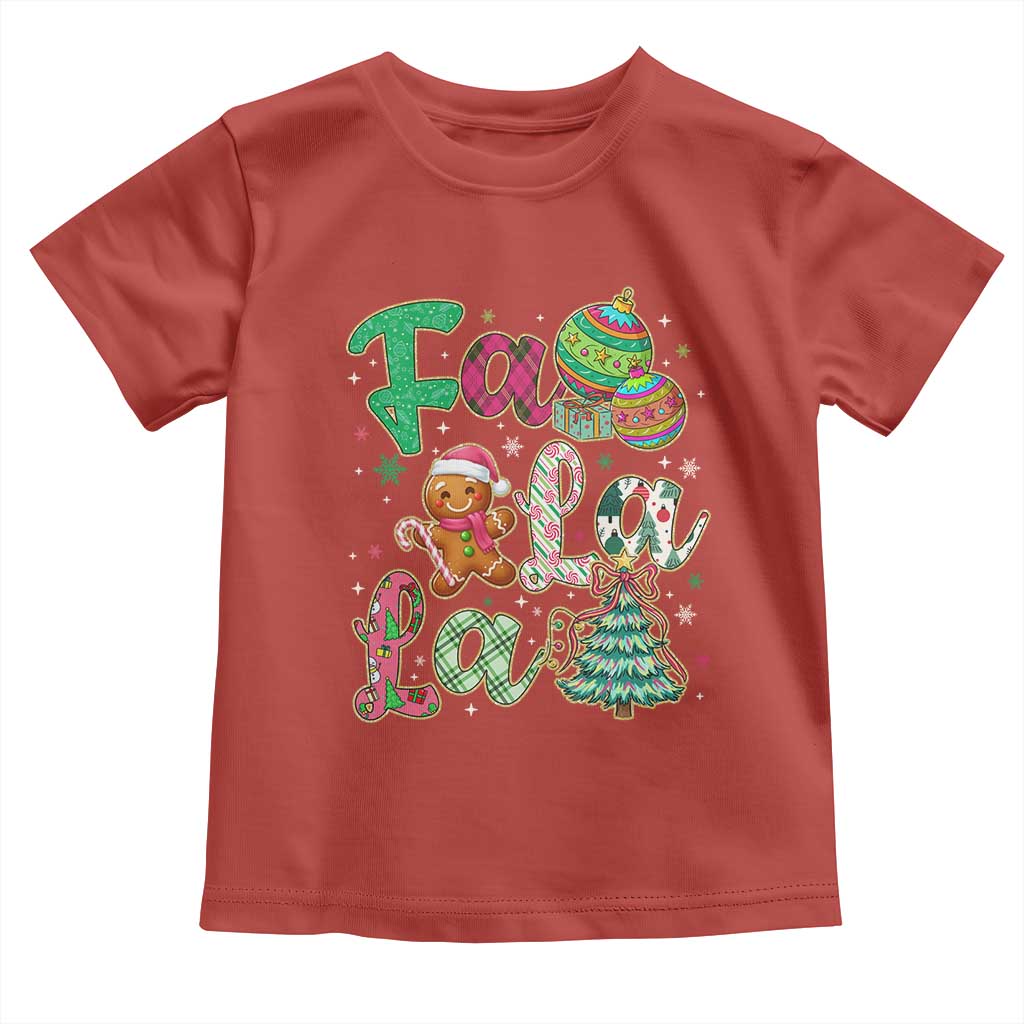 Funny Falala Christmas Song Faux Glitter Gingerbread Toddler T Shirt TS11 Red Print Your Wear