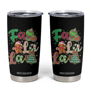 Funny Falala Christmas Song Faux Glitter Gingerbread Tumbler Cup TS11 Black Print Your Wear