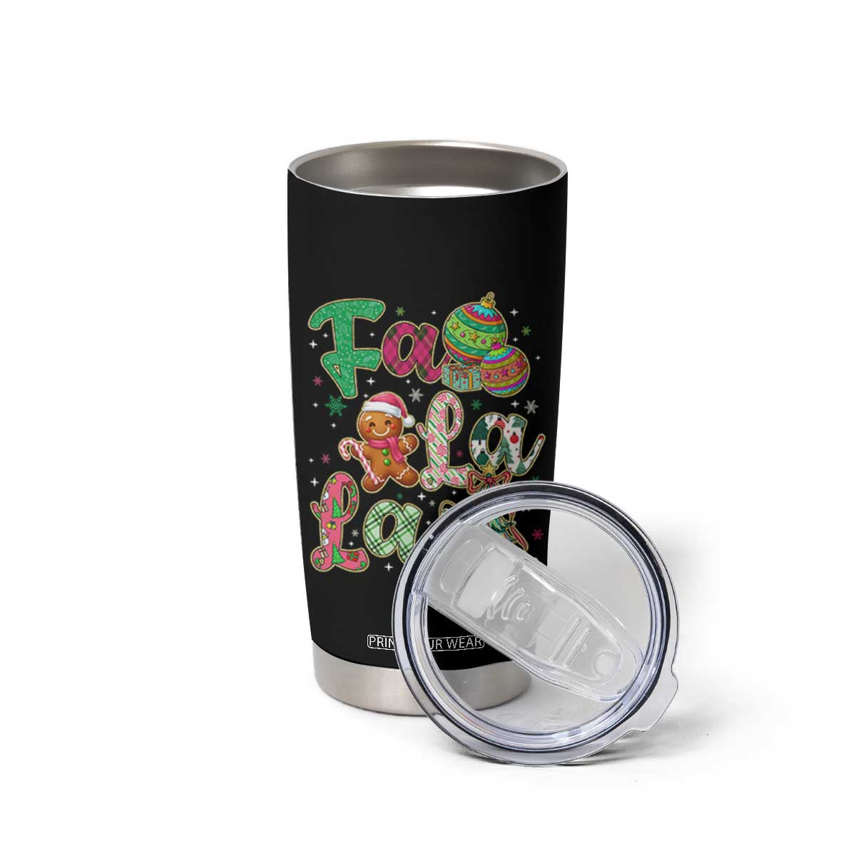 Funny Falala Christmas Song Faux Glitter Gingerbread Tumbler Cup TS11 Print Your Wear