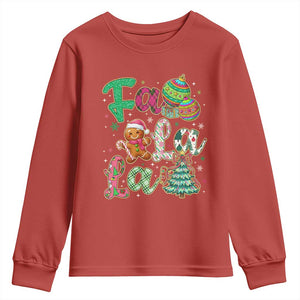 Funny Falala Christmas Song Faux Glitter Gingerbread Youth Sweatshirt TS11 Red Print Your Wear