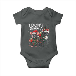 Funny Christmas I Dont Give a Rats Ass Baby Onesie Donkey And Mouse Xmas Holiday TS11 Dark Heather Print Your Wear