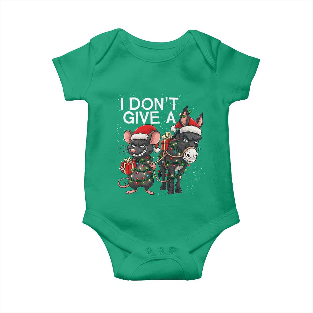Funny Christmas I Dont Give a Rats Ass Baby Onesie Donkey And Mouse Xmas Holiday TS11 Irish Green Print Your Wear