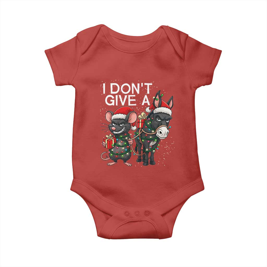 Funny Christmas I Dont Give a Rats Ass Baby Onesie Donkey And Mouse Xmas Holiday TS11 Red Print Your Wear