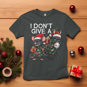 Funny Christmas I Dont Give a Rats Ass T Shirt Donkey And Mouse Xmas Holiday TS11 Dark Heather Print Your Wear