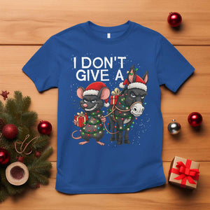 Funny Christmas I Dont Give a Rats Ass T Shirt Donkey And Mouse Xmas Holiday TS11 Royal Blue Print Your Wear