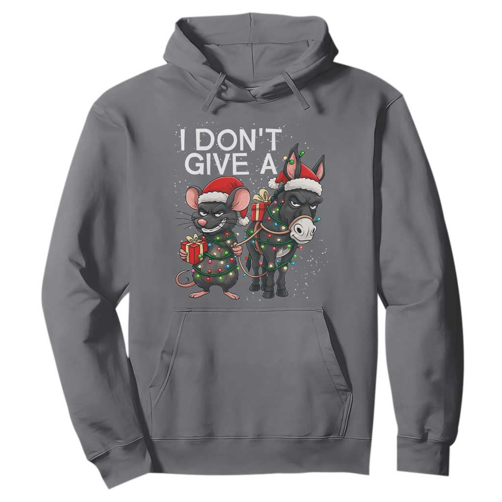 Funny Christmas I Dont Give a Rats Ass Hoodie Donkey And Mouse Xmas Holiday TS11 Charcoal Print Your Wear