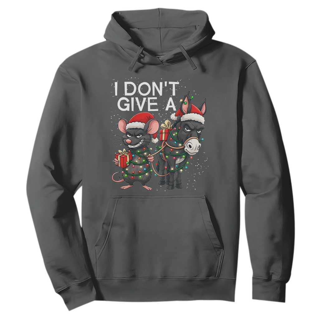 Funny Christmas I Dont Give a Rats Ass Hoodie Donkey And Mouse Xmas Holiday TS11 Dark Heather Print Your Wear