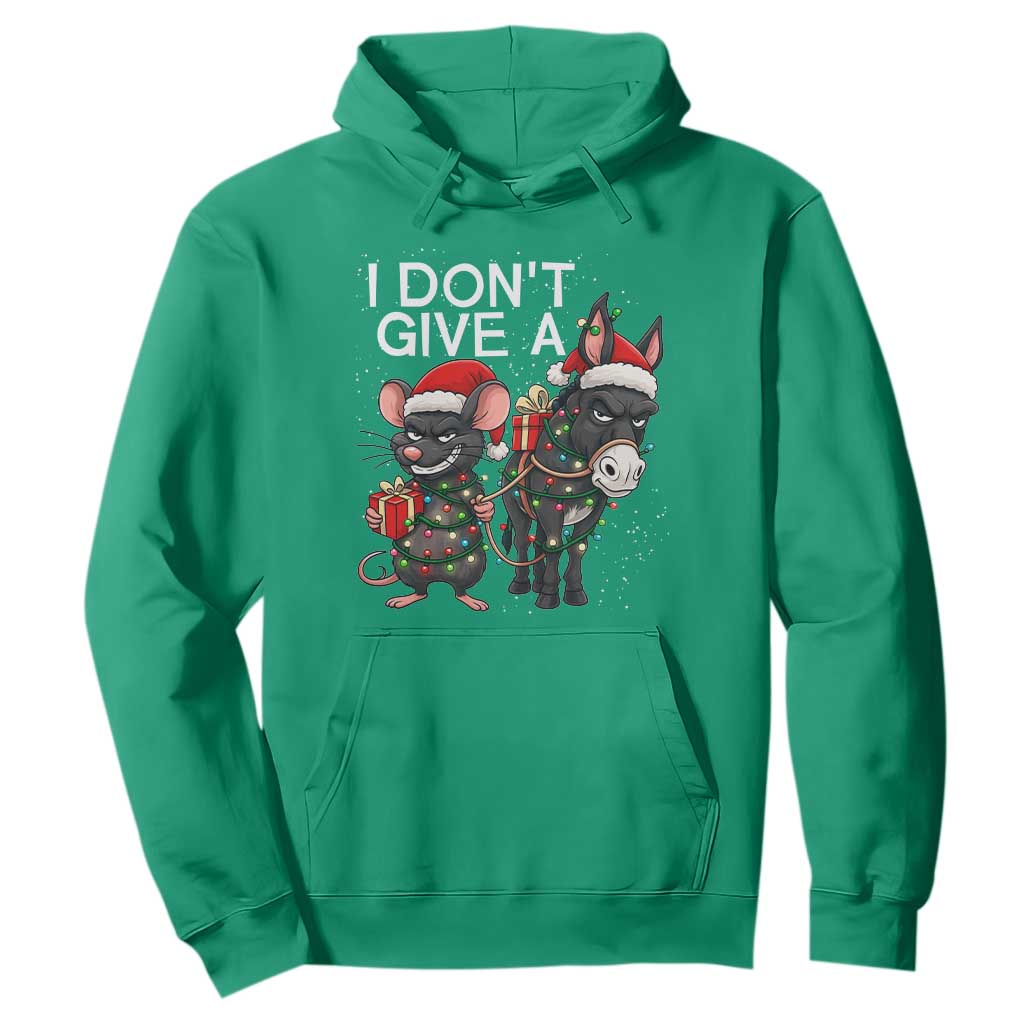 Funny Christmas I Dont Give a Rats Ass Hoodie Donkey And Mouse Xmas Holiday TS11 Irish Green Print Your Wear