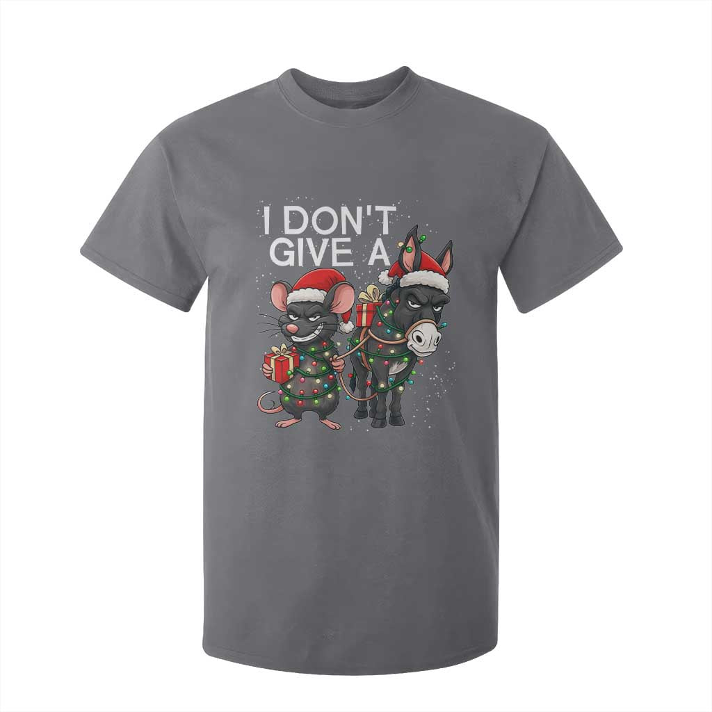 Funny Christmas I Dont Give a Rats Ass T Shirt For Kid Donkey And Mouse Xmas Holiday TS11 Charcoal Print Your Wear