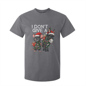 Funny Christmas I Dont Give a Rats Ass T Shirt For Kid Donkey And Mouse Xmas Holiday TS11 Charcoal Print Your Wear