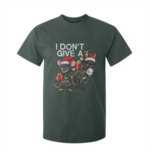 Funny Christmas I Dont Give a Rats Ass T Shirt For Kid Donkey And Mouse Xmas Holiday TS11 Dark Forest Green Print Your Wear