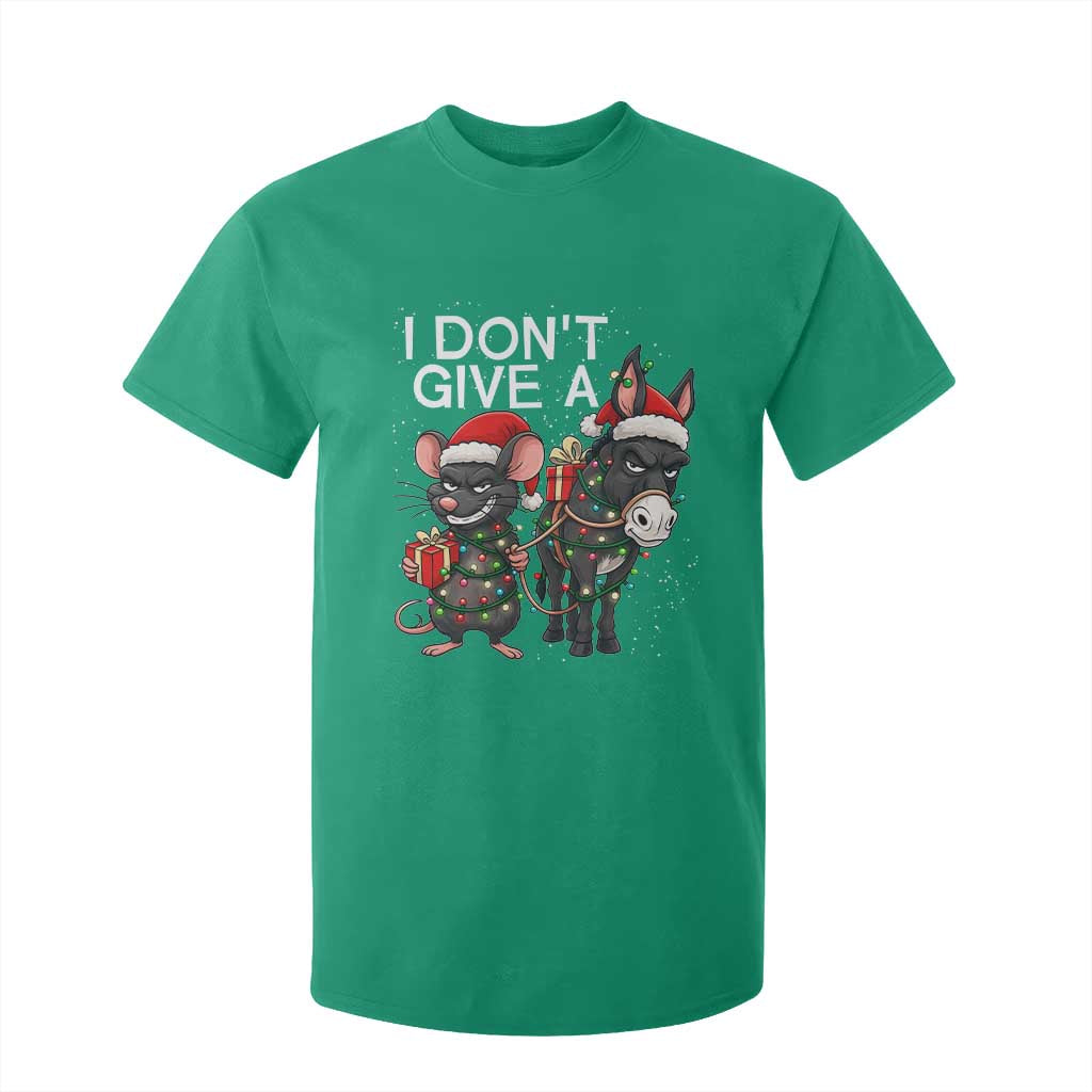 Funny Christmas I Dont Give a Rats Ass T Shirt For Kid Donkey And Mouse Xmas Holiday TS11 Irish Green Print Your Wear