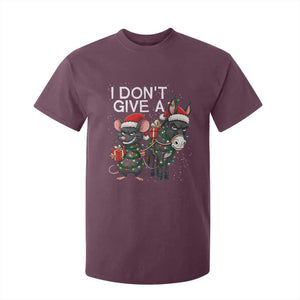 Funny Christmas I Dont Give a Rats Ass T Shirt For Kid Donkey And Mouse Xmas Holiday TS11 Maroon Print Your Wear