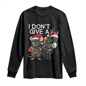 Funny Christmas I Dont Give a Rats Ass Long Sleeve Shirt Donkey And Mouse Xmas Holiday TS11 Black Print Your Wear