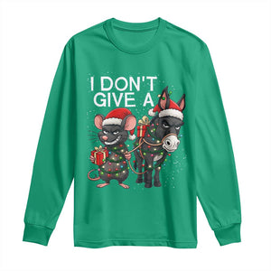 Funny Christmas I Dont Give a Rats Ass Long Sleeve Shirt Donkey And Mouse Xmas Holiday TS11 Irish Green Print Your Wear