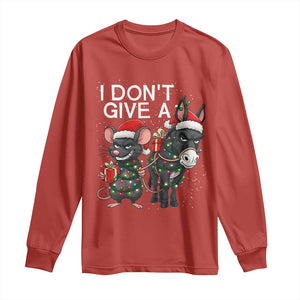 Funny Christmas I Dont Give a Rats Ass Long Sleeve Shirt Donkey And Mouse Xmas Holiday TS11 Red Print Your Wear