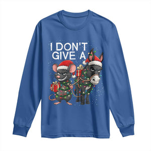 Funny Christmas I Dont Give a Rats Ass Long Sleeve Shirt Donkey And Mouse Xmas Holiday TS11 Royal Blue Print Your Wear