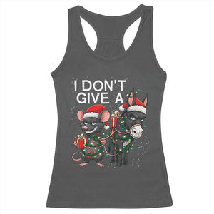 Funny Christmas I Dont Give a Rats Ass Racerback Tank Top Donkey And Mouse Xmas Holiday TS11 Dark Heather Print Your Wear