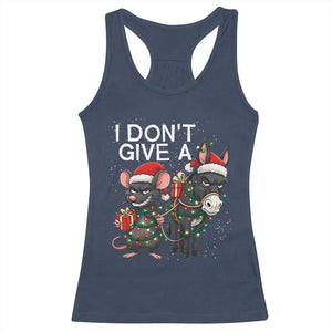 Funny Christmas I Dont Give a Rats Ass Racerback Tank Top Donkey And Mouse Xmas Holiday TS11 Navy Print Your Wear