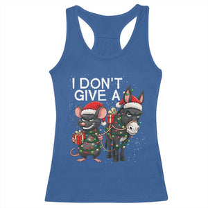 Funny Christmas I Dont Give a Rats Ass Racerback Tank Top Donkey And Mouse Xmas Holiday TS11 Royal Blue Print Your Wear