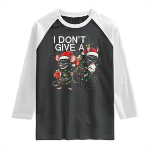 Funny Christmas I Dont Give a Rats Ass Raglan Shirt Donkey And Mouse Xmas Holiday TS11 Black White Print Your Wear