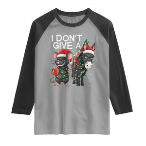 Funny Christmas I Dont Give a Rats Ass Raglan Shirt Donkey And Mouse Xmas Holiday TS11 Sport Gray Black Print Your Wear