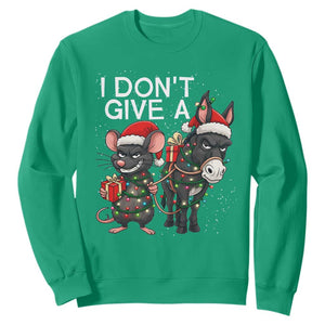 Funny Christmas I Dont Give a Rats Ass Sweatshirt Donkey And Mouse Xmas Holiday TS11 Irish Green Print Your Wear