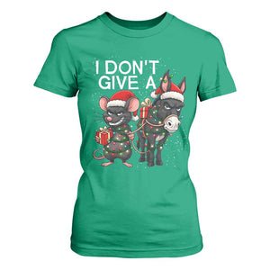 Funny Christmas I Dont Give a Rats Ass T Shirt For Women Donkey And Mouse Xmas Holiday TS11 Irish Green Print Your Wear