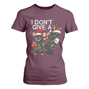 Funny Christmas I Dont Give a Rats Ass T Shirt For Women Donkey And Mouse Xmas Holiday TS11 Maroon Print Your Wear