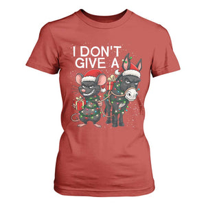 Funny Christmas I Dont Give a Rats Ass T Shirt For Women Donkey And Mouse Xmas Holiday TS11 Red Print Your Wear