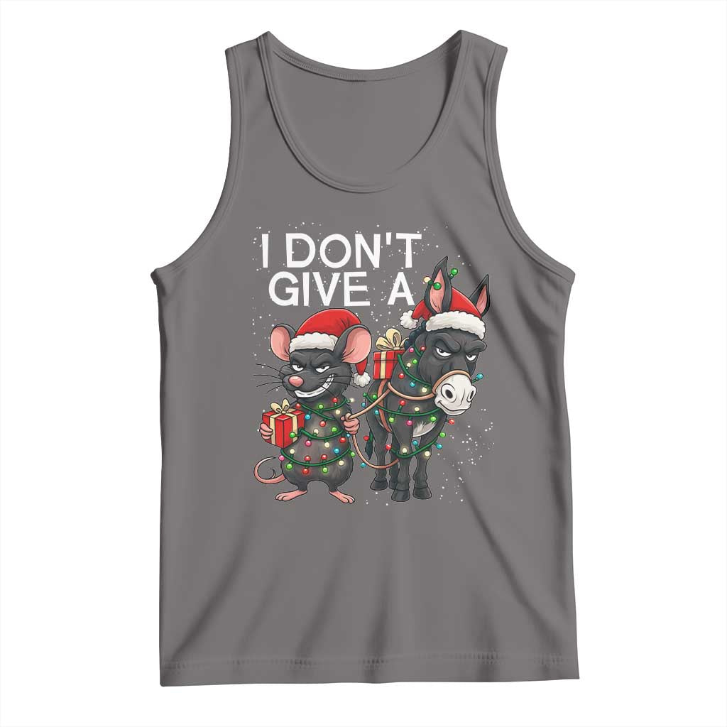 Funny Christmas I Dont Give a Rats Ass Tank Top Donkey And Mouse Xmas Holiday TS11 Deep Heather Print Your Wear