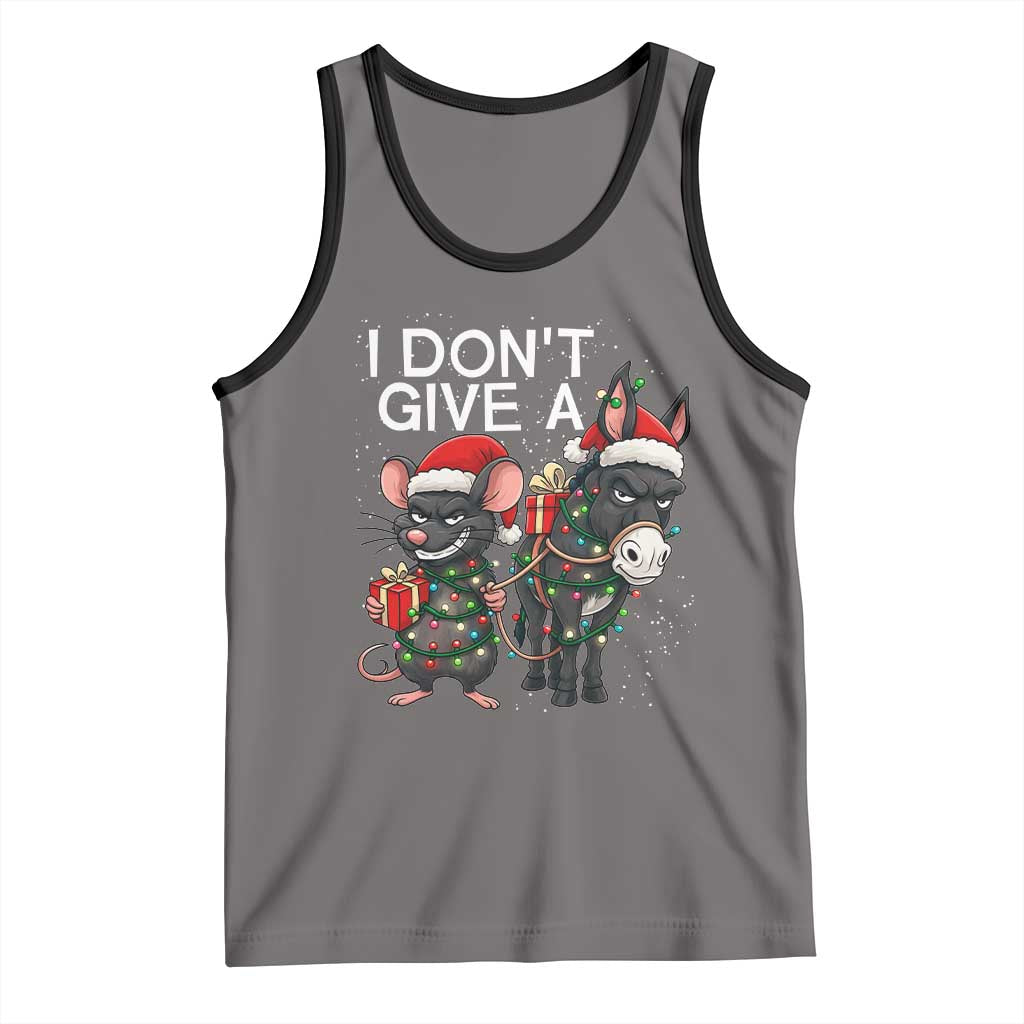Funny Christmas I Dont Give a Rats Ass Tank Top Donkey And Mouse Xmas Holiday TS11 Deep Heather Black Print Your Wear