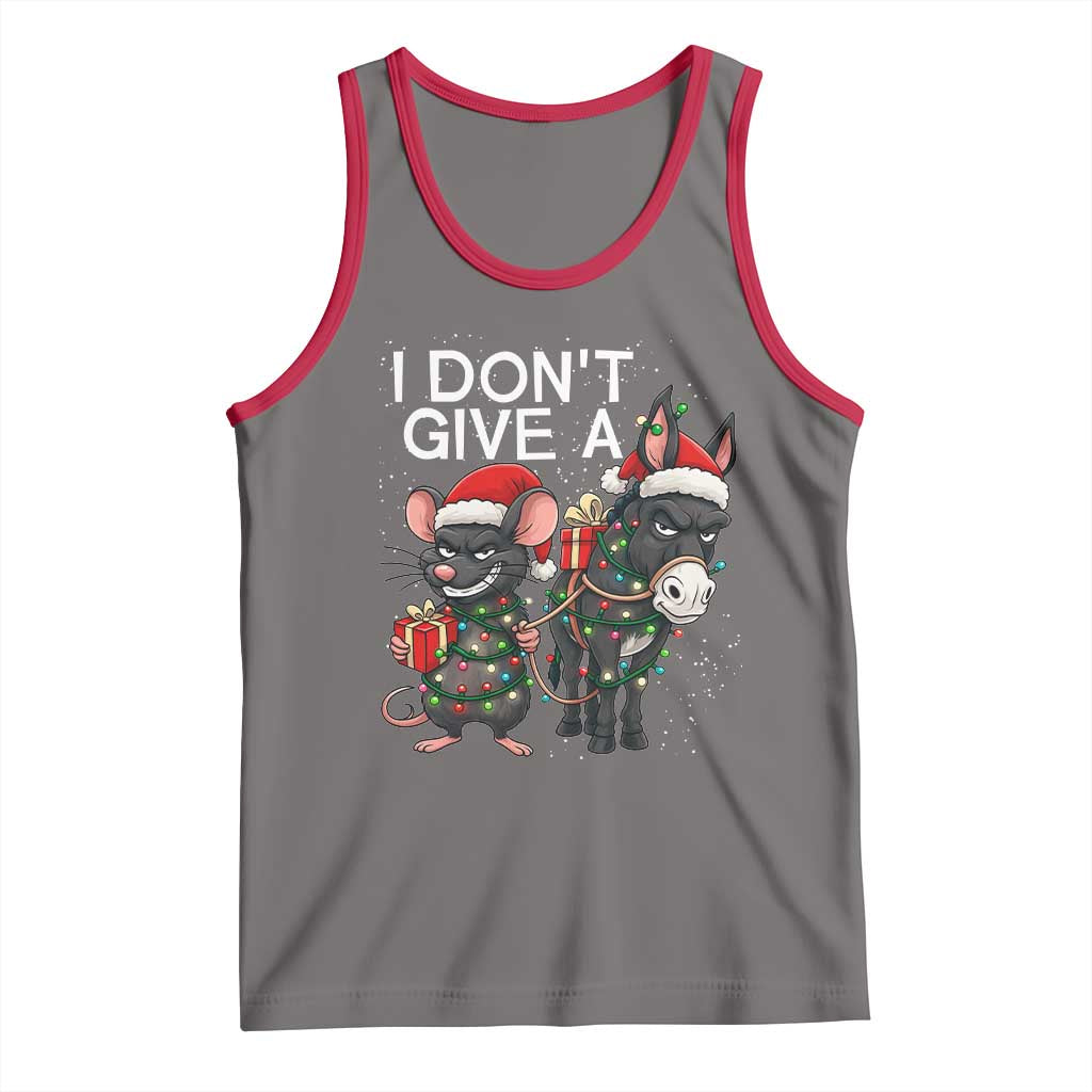 Funny Christmas I Dont Give a Rats Ass Tank Top Donkey And Mouse Xmas Holiday TS11 Deep Heather Red Print Your Wear