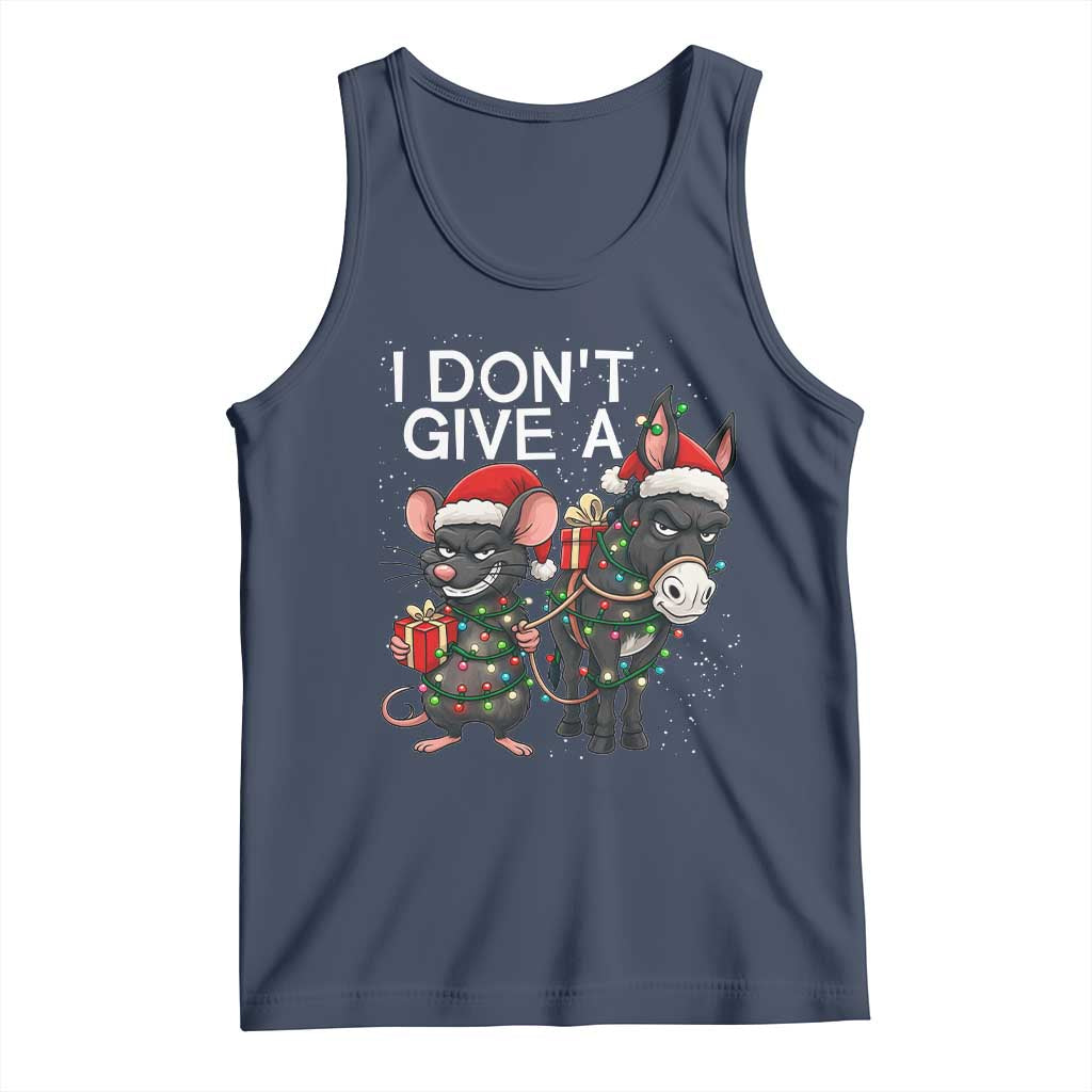 Funny Christmas I Dont Give a Rats Ass Tank Top Donkey And Mouse Xmas Holiday TS11 Navy Print Your Wear