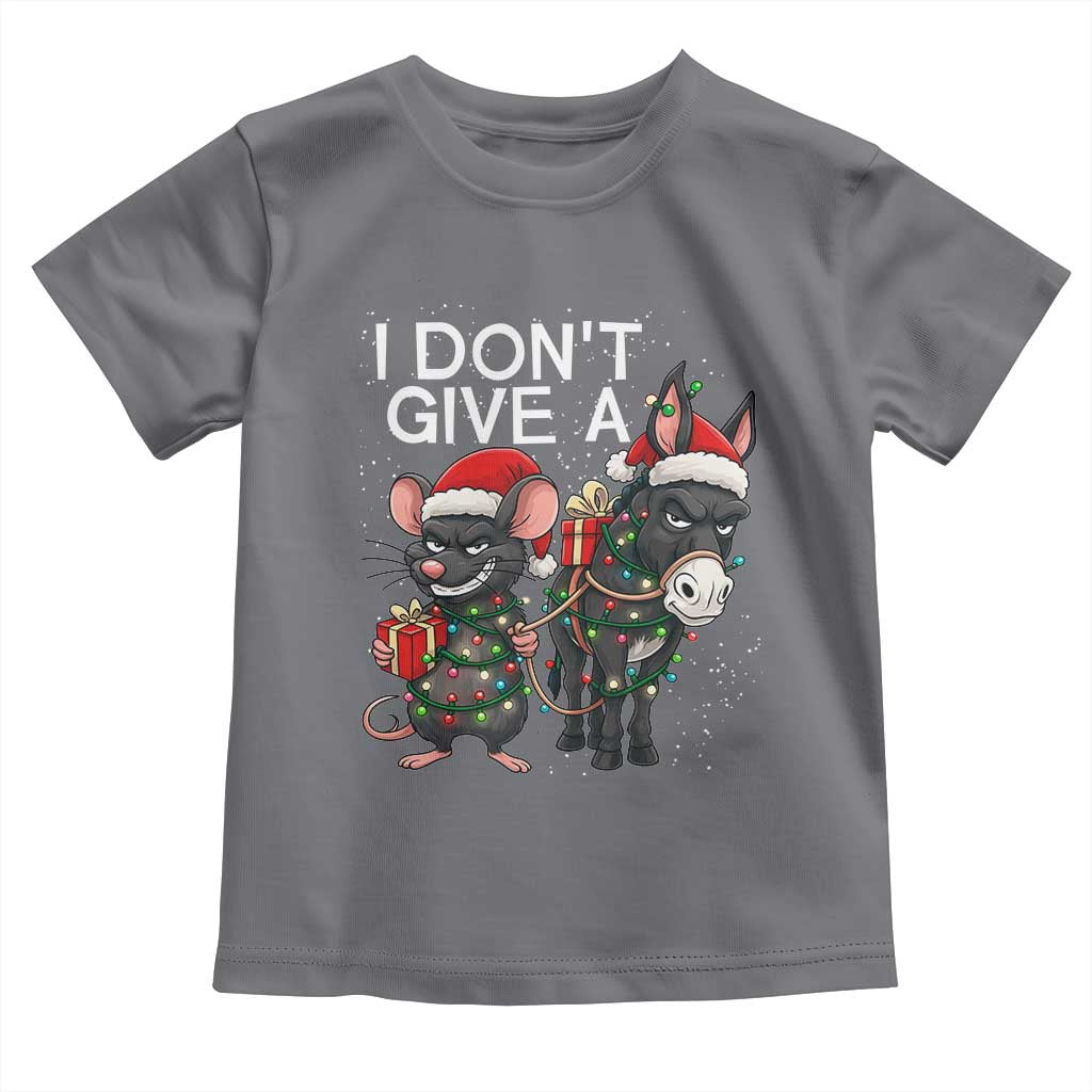 Funny Christmas I Dont Give a Rats Ass Toddler T Shirt Donkey And Mouse Xmas Holiday TS11 Charcoal Print Your Wear