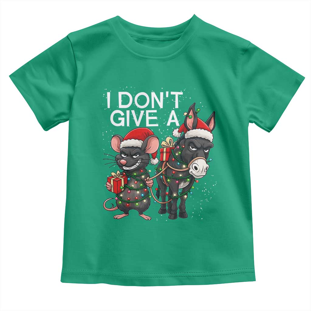 Funny Christmas I Dont Give a Rats Ass Toddler T Shirt Donkey And Mouse Xmas Holiday TS11 Irish Green Print Your Wear
