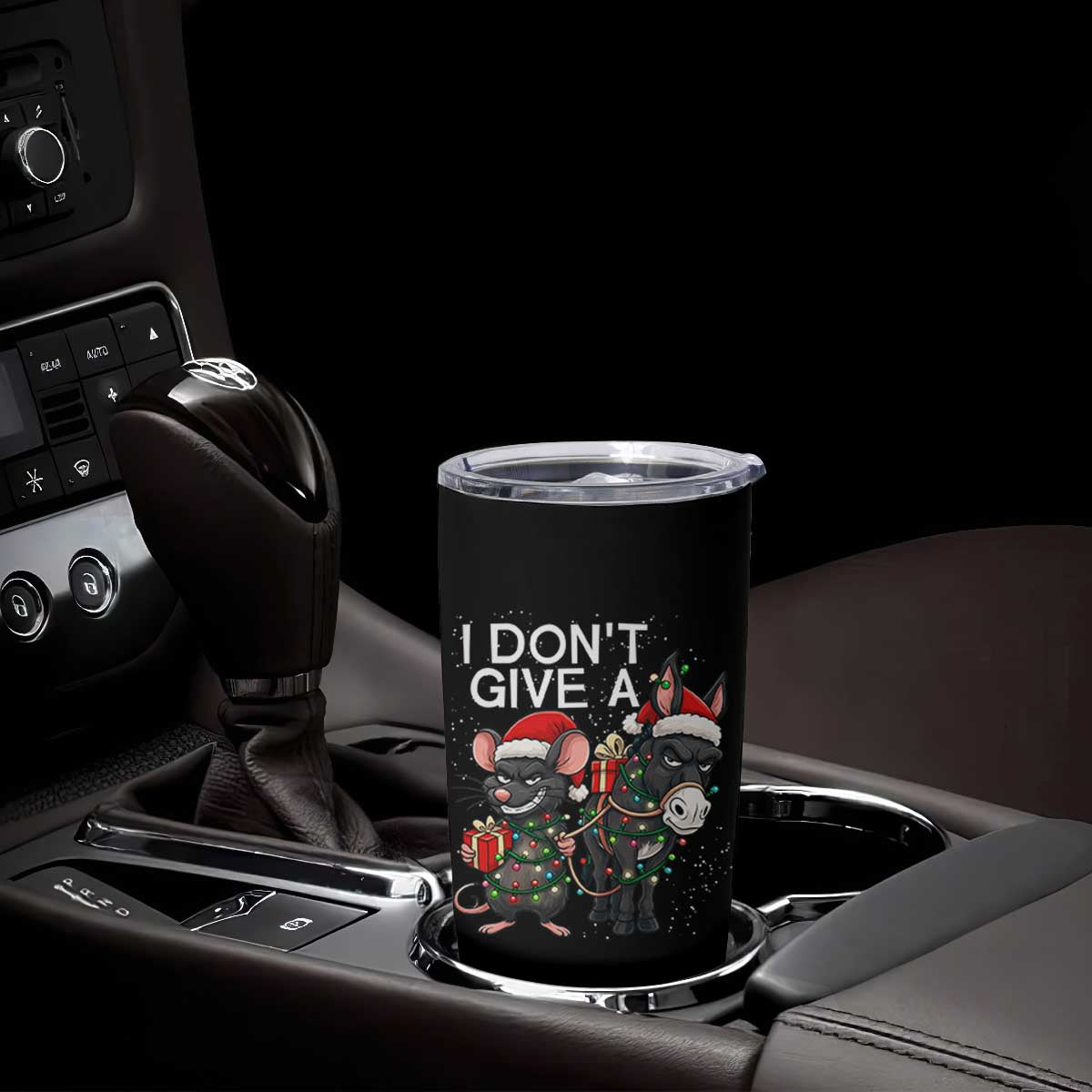 Funny Christmas I Dont Give a Rats Ass Tumbler Cup Donkey And Mouse Xmas Holiday TS11 Print Your Wear