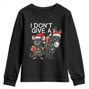 Funny Christmas I Dont Give a Rats Ass Youth Sweatshirt Donkey And Mouse Xmas Holiday TS11 Black Print Your Wear